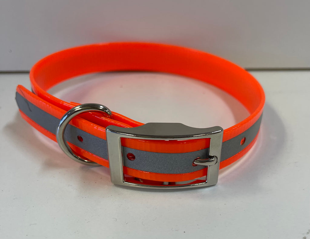 3/4 Premium Glow Tuff Reflective D Ring Dog Collar